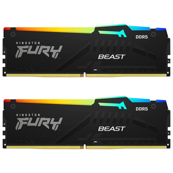 Kingston Fury Beast RGB 32GB (2x16GB) 5600MHz DDR5 RAM CL36 (KF556C36BBEAK2-32) - AMD EXPO Destekli Oyuncu Belleği