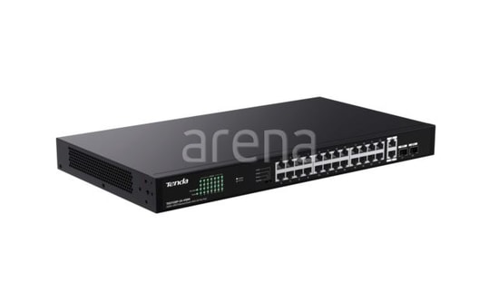 Tenda TEG1128P-24-410W 24 Port Gigabit PoE+ Switch - 2x SFP, 2x Uplink, 410W Güç, 6KV Yıldırım Koruması, Rack Mount