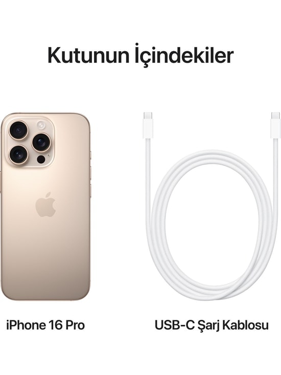 Apple iPhone 16 Pro 256 GB Çöl Titanyum Akıllı Telefon (Apple Türkiye Garantili) - 6.3", 5G, 8 GB RAM, 256 GB