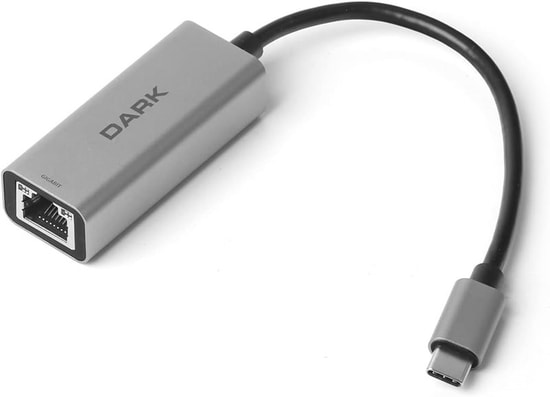 Dark DK-AC-U31X3GL2 USB 3.1 Type-C Gigabit Ağ Adaptörü - 10/100/1000 Mbps Ethernet, Gri Alüminyum, Bağlantı Durum LED