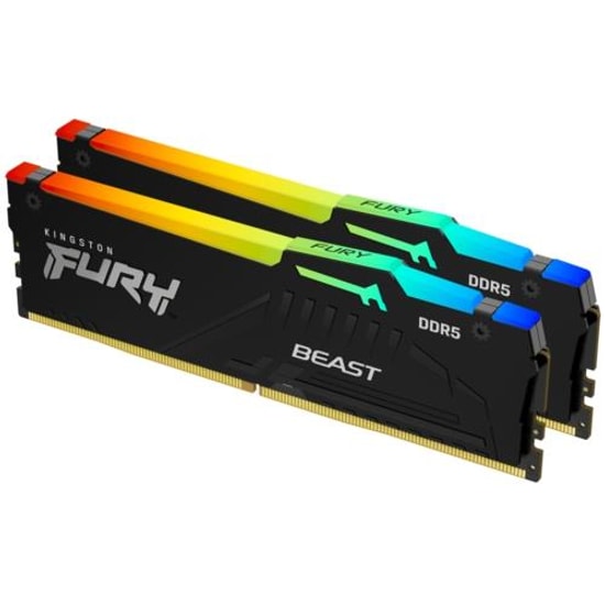 Kingston Fury Beast 32GB (2x16GB) 6400MHz DDR5 RGB Ram (KF564C32BBEAK2-32) - EXPO/XMP Destekli, Yüksek Performans Bellek