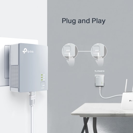 TP-Link TL-PA4010KIT 600Mbps İkili Powerline Adaptör - AV600, 300 Metre, %85 Tasarruflu, 100 Mbs Veri Hızı, Tak Çalıştır