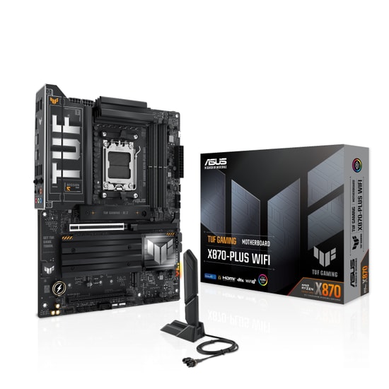 Asus TUF Gaming X870-PLUS Wi-Fi Anakart: AMD AM5, DDR5 8000MHz, 4xDimm, 4xM.2, USB4, Wi-Fi 7, 2.5G LAN, HDMI, ATX