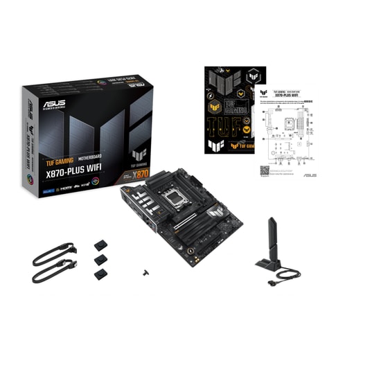 Asus TUF Gaming X870-PLUS Wi-Fi Anakart: AMD AM5, DDR5 8000MHz, 4xDimm, 4xM.2, USB4, Wi-Fi 7, 2.5G LAN, HDMI, ATX