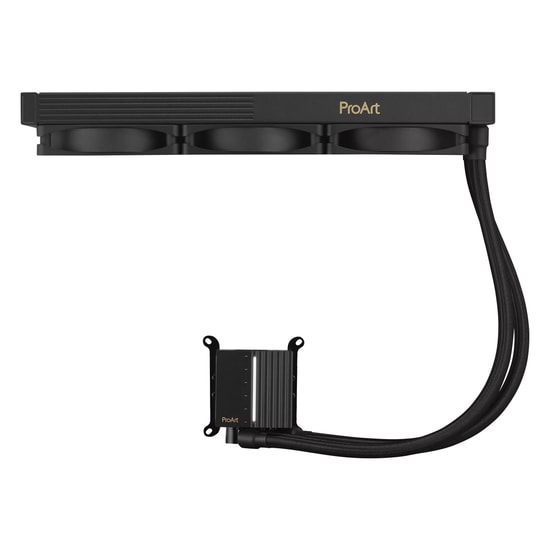 Asus ProArt LC 360mm Aydınlatmalı Sistem Durum Göstergesi ve Üç Mat Siyah Alphacool Apex Stealth Metal Fan ve Soğutucu