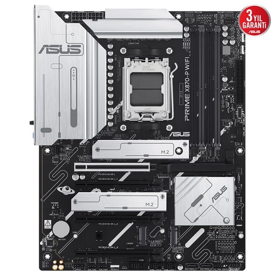 Asus Prime X870-P WiFi: AM5, DDR5 8000MHz, PCIe Gen5, 4xM.2, USB4 40 Gbps, HDMI, Wi-Fi 7, 2.5G LAN, ARGB, ATX Anakart 