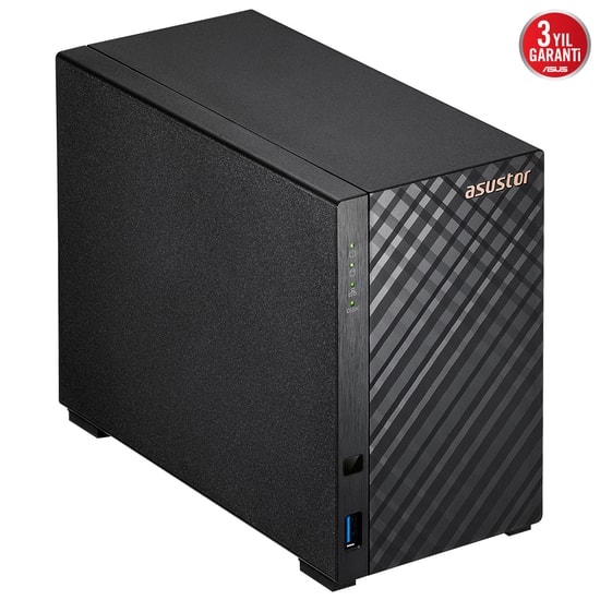 Asustor AS1102TL 2 Yuvalı NAS Depolama - Realtek RTD1619B, 1GB DDR4, 1x 1GbE, 1x USB 3.2, 1x USB 2.0, 44TB Destek