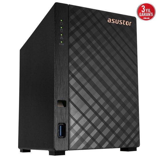 Asustor AS1102TL 2 Yuvalı NAS Depolama - Realtek RTD1619B, 1GB DDR4, 1x 1GbE, 1x USB 3.2, 1x USB 2.0, 44TB Destek