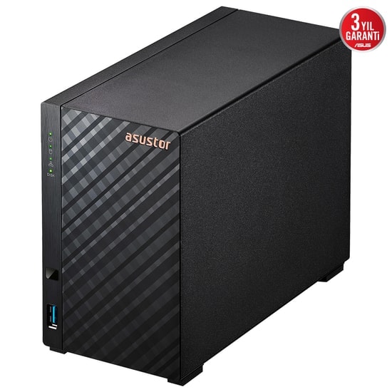 Asustor AS1102TL 2 Yuvalı NAS Depolama - Realtek RTD1619B, 1GB DDR4, 1x 1GbE, 1x USB 3.2, 1x USB 2.0, 44TB Destek