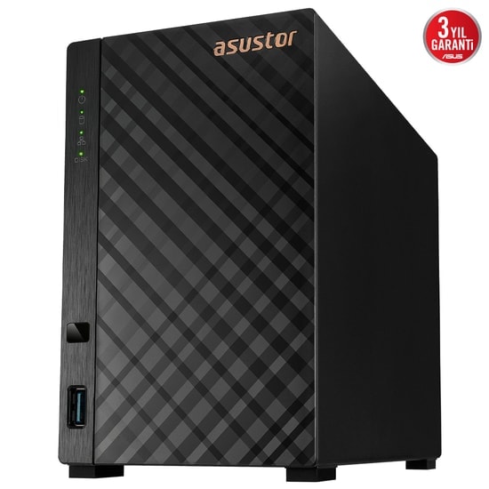 Asustor AS1102TL 2 Yuvalı NAS Depolama - Realtek RTD1619B, 1GB DDR4, 1x 1GbE, 1x USB 3.2, 1x USB 2.0, 44TB Destek