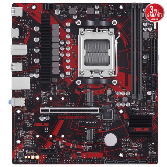 ASUS EX-B650M-V7 AMD B650 Micro ATX Anakart - AMD AM5, DDR5 6400MHz(OC), HDMI, 2x M.2, USB 3.2, 2.5 Gbit LAN, iCafe Labs
