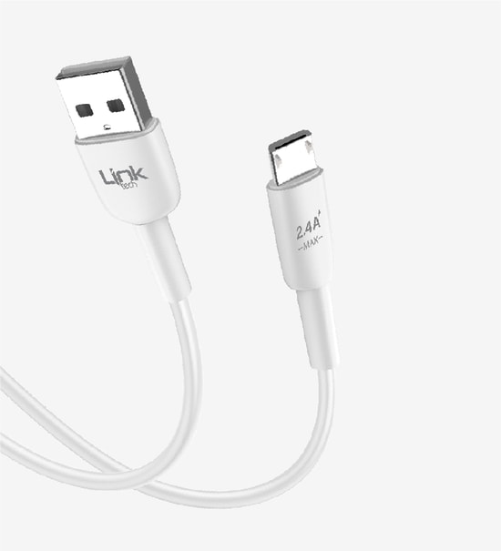 Linktech K600 Safe Siyah 2.4A Hızlı Şarj Mikro USB Kablo - 1 Metre, Alüminyum Alaşımlı Başlık, Silikon Sargılı