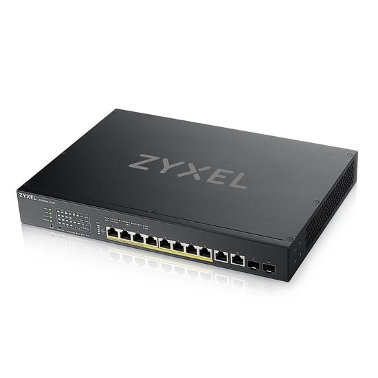 Zyxel XS1930-12HP 8 Port Multi-Gigabit Smart Managed Hybrid 375W PoE Switch - Nebula, 10G Uplink, Rack Mount