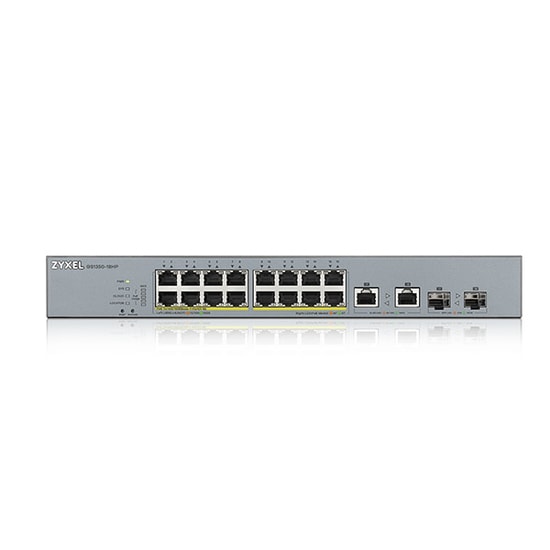 Zyxel GS1350-18HP Yönetilebilir PoE+ Switch - 16 Port Gigabit, 2 SFP Uplink, 250W Toplam PoE Bütçesi, Güvenlik Anahtarı