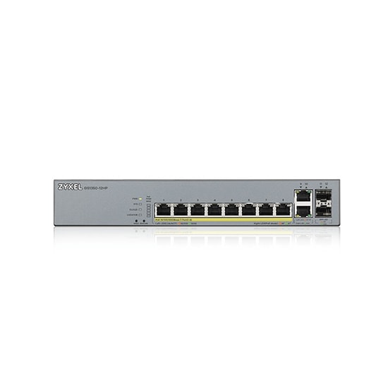 ZYXEL GS1350-12HP Yönetilebilir PoE+ Switch - 10 Port Gigabit, 2 SFP Uplink, 130W PoE Bütçesi, Akıllı Gözetim Anahtarı