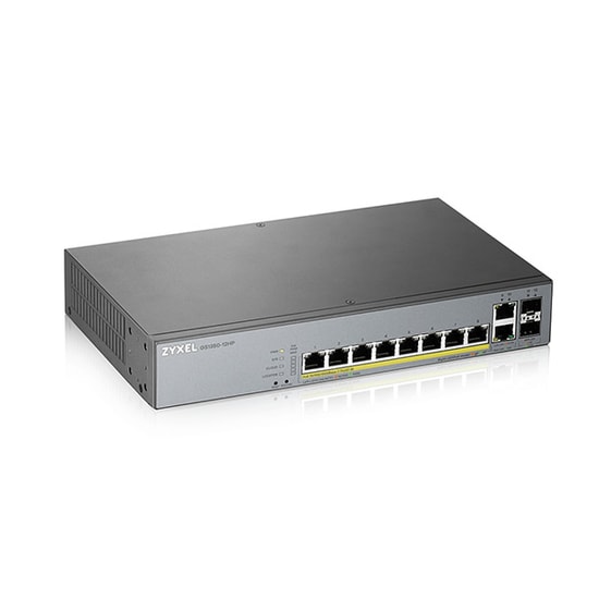 ZYXEL GS1350-12HP Yönetilebilir PoE+ Switch - 10 Port Gigabit, 2 SFP Uplink, 130W PoE Bütçesi, Akıllı Gözetim Anahtarı