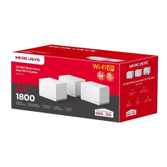 TP-Link Mercusys Halo H70X AX1800 Wi-Fi 6 Mesh Sistemi (3'lü Paket) - 550m² Kapsama, 150+ Cihaz, Gigabit, HALO-H70X-3P