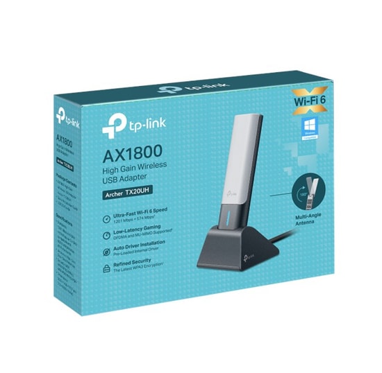 TP-Link Archer TX20UH AX1800 Dual Band USB 3.2 Gen 1 WiFi 6 Ağ Adaptörü - Yüksek Kazançlı Harici Anten, Mu-Mimo, OFDMA