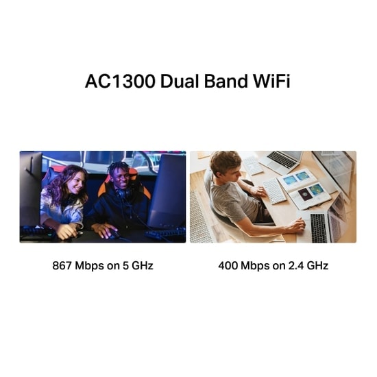 TP-Link Mercusys MA30H AC1300 Dual Band USB Wi-Fi Adaptör - 1300Mbps Hız, Yüksek Kazançlı Harici Anten, MU-MIMO
