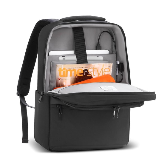 Mack MCE-1202 Office Pro Eco 15.6" Siyah Laptop Sırt Çantası - Su Geçirmez, USB Şarj Portlu, Ergonomik, Çevre Dostu