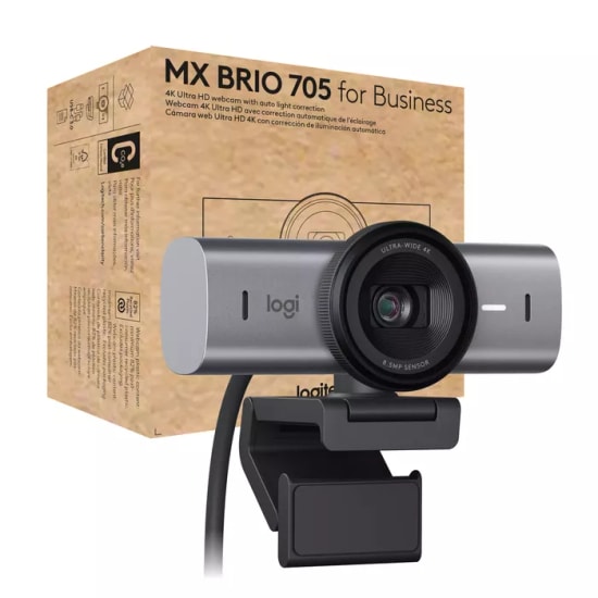Logitech MX Brio 705 4K Ultra HD Webcam (960-001530) - 2160p, HDR, USB C, STARVIS, Yapay Zeka Destekli, Çift Mikrofonlu