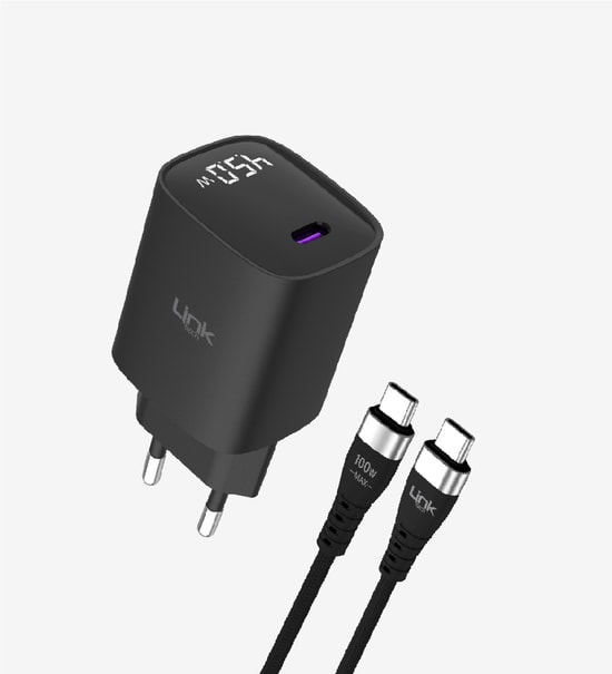 Linktech G850 Premium Tip-C Kablolu 45W Usb-C Süper SI Şarj Adaptörü Şarj Aleti