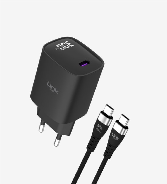 Linktech G847 Premium Tip-C Kablolu Mini 30W Usb-C Süper SI Şarj Adaptörü Şarj Aleti