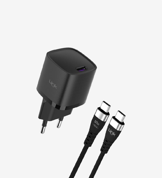 Linktech G844 Premium 25W USB-C Kablolu Mini Şarj Adaptörü (LNG-G844) - Süper SI Hızlı Şarj, Qualcomm QC 4.0, Beyaz