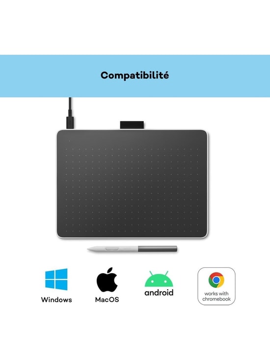 Wacom One Medium Grafik Tablet (CTC6110WLW1B) - Bluetooth, USB-C Bağlantı, Hızlı Kurulum, Çoklu İşletim Sistemi