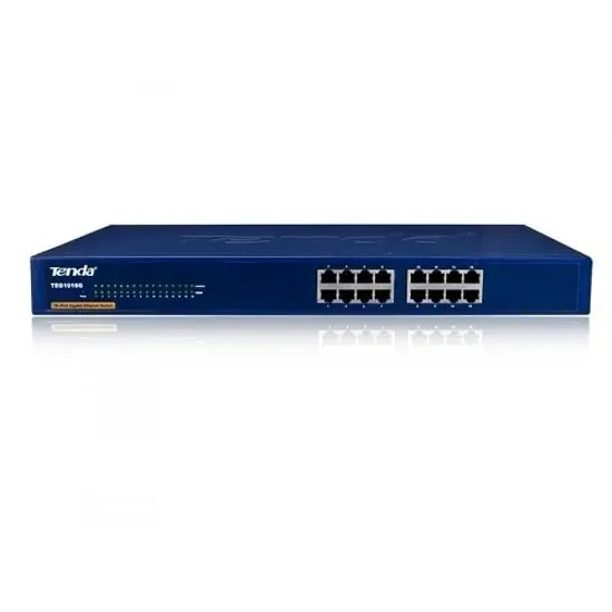 Tenda TEG1016G 16 Port 10/100/1000Mbps Gigabit Yönetilemez Switch - Rackmount Metal Kasa, Tak ve Çalıştır, Fansız