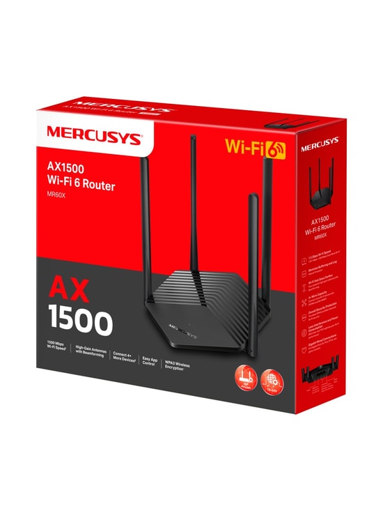 TP-Link Mercusys MR60X AX1500 Çift Bant WiFi 6 Router - 1500Mbps, Dual Band, 4x5dBi Anten, OFDMA, MU-MIMO, 2xGbit Port