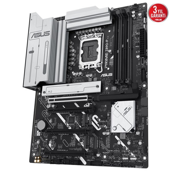 ASUS Prime Z890-P D5 Anakart: Intel LGA1851, DDR5 8666MHz (OC), 4xM.2, 2.5G LAN, USB 3.2, HDMI 2.1, DP 1.4, Aura RGB ATX