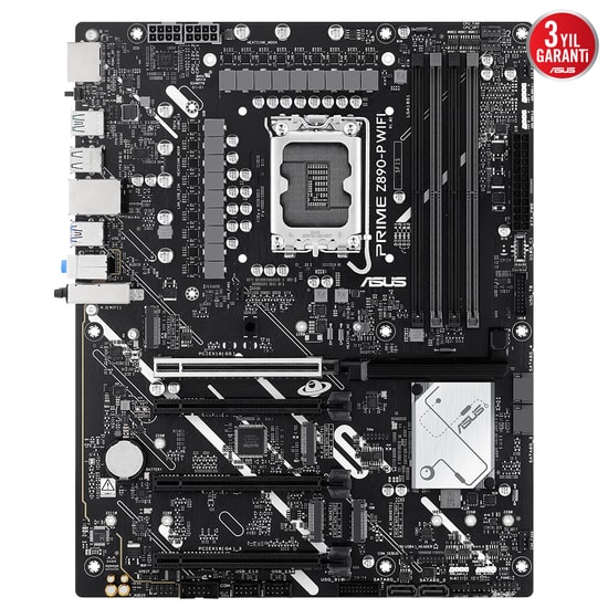 ASUS Prime Z890-P D5 Anakart: Intel LGA1851, DDR5 8666MHz (OC), 4xM.2, 2.5G LAN, USB 3.2, HDMI 2.1, DP 1.4, Aura RGB ATX