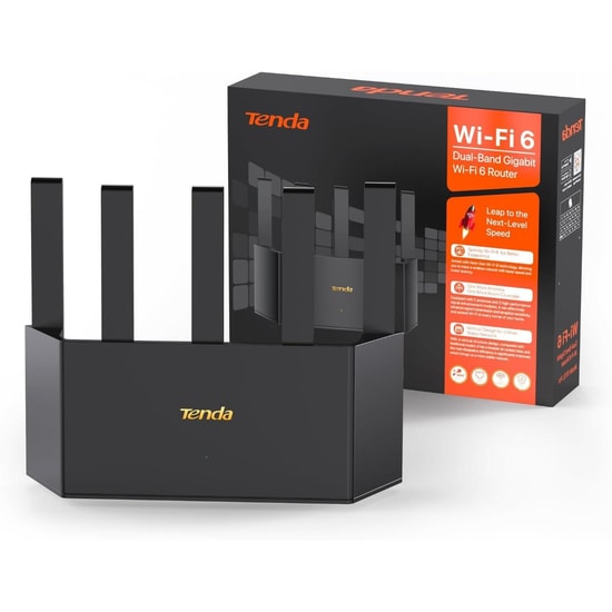 Tenda RX12L PRO WiFi 6 Mesh AX3000 Dual Band Gigabit Router - 5x6dBi Anten, WPA3, IPTV, MU-MIMO, IPv6 Destekli