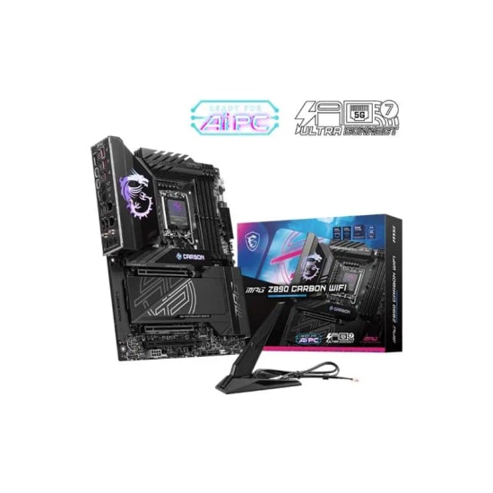 Msi Mpg Z890 Carbon Wifi Soket 1851 DDR5 9200 (OC) Usb 20Gbps 5xM2 2xTb4 Hdmi 1x5Gbit 2.5 Lan Wifi 7 Atx Ana Kart