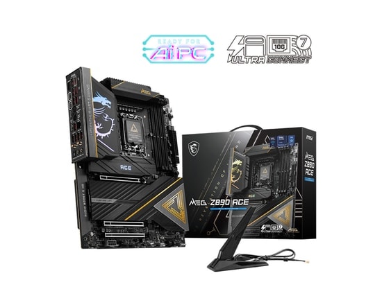 MSI MEG Z890 ACE LGA1851 DDR5 ATX Anakart - 9200MHz (OC), 5xM.2, 2xTB4, 10G LAN, WiFi 7, USB 20Gbps, HDMI