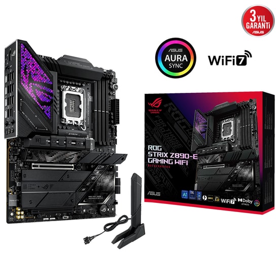 Asus Rog Strix Z890-E Gaming Wifi Intel 1851P DDR5 8800 Hdmi Dp 7xM2 Usb3.2 Atx 2xThunderbolt4 WiFi 7 4xDimm Ana Kart