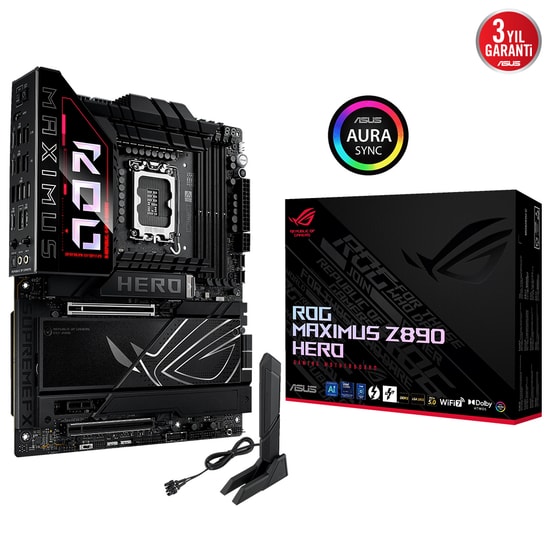 Asus Rog Maximus Z890 Hero Intel 1851P DDR5 9200 Hdmi 6xM2 Usb3.2 Atx 2xThunderbolt4 WiFi 7 4xDimm 192Gb Max Ana Kart