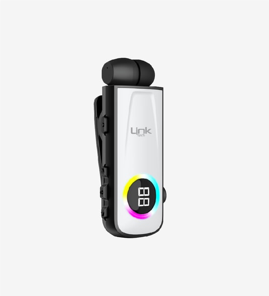 Linktech V82 Beyaz Solid Led Ekranlı Titreşimli Makaralı Bluetooth Kulaklık