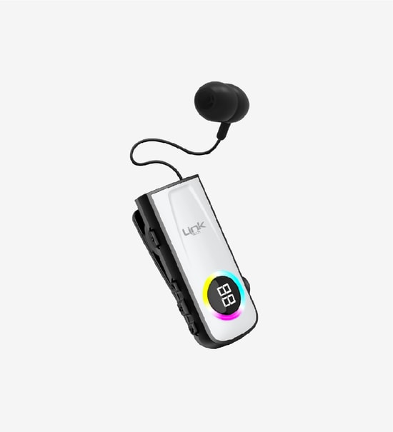 Linktech V82 Beyaz Solid Led Ekranlı Titreşimli Makaralı Bluetooth Kulaklık
