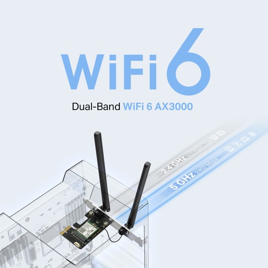 TP-Link Mercusys MA80XE AX3000 WiFi 6 Bluetooth 5.3 PCIe Adaptör - MU-MIMO, OFDMA, WPA3 Güvenlik, Windows 10/11 Uyumlu