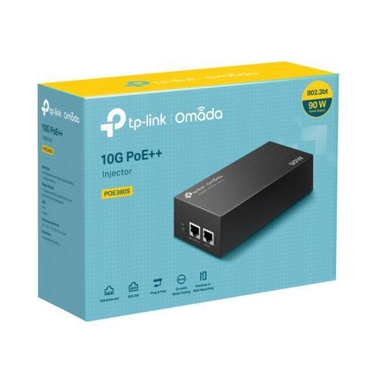 TP-Link Omada TL-POE380S 90W 10 Gigabit PoE++ Enjektör - 802.3af/at/bt, 2x 10G Port, Tak Çalıştır, Masaüstü/Duvar