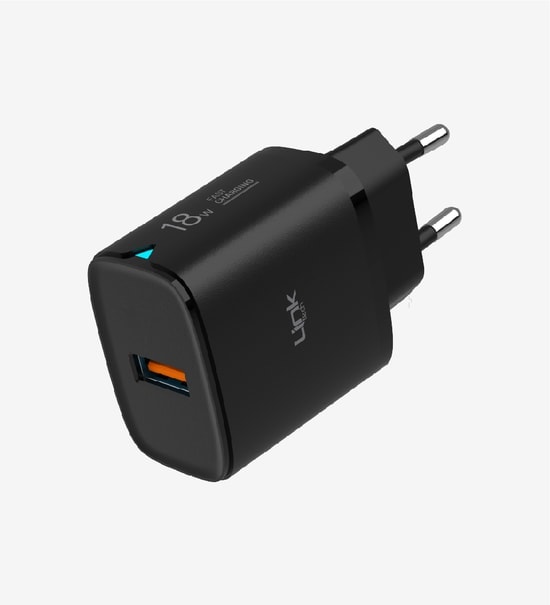 LinkTech C303 18W USB-A Tip-C Kablolu Siyah Hızlı Şarj Aleti (LSC-C303/BLACK) - 18W Güç, Qualcomm QC 3.0, Kablolu
