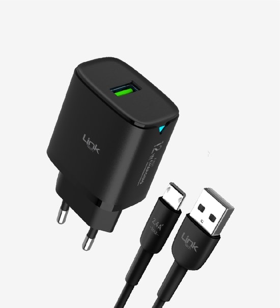 LinkTech C301 12W Micro USB Kablolu Hızlı Şarj Cihazı (LSC-C301/WHITE) - Duvar Tipi, 1 Adet USB-A Çıkışı, Beyaz