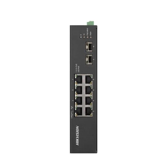 Hikvision DS-3T0510HP-E/HS 8 Port Gigabit Endüstriyel PoE Switch - 2x1GB SFP Uplink, 110W PoE Güç, Metal Kasa
