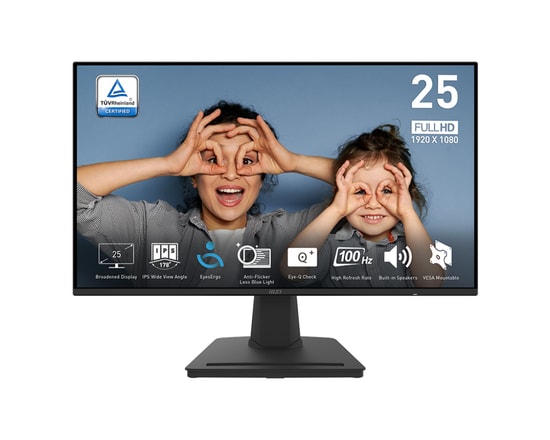 Msi 24.5 Pro MP252 1920x1080 (Fhd) 16:9 Flat Ips 100hz 1ms Adaptive Sync Monitör