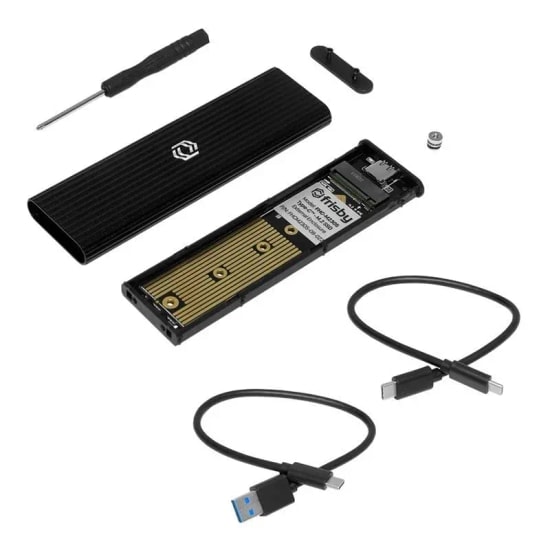 Frisby FHC-M2305 Type-C USB 3.1 M.2 NVMe PCIe SSD Alüminyum Disk Kutusu - 10Gbps, Fansız, LED Göstergeli Tasarım