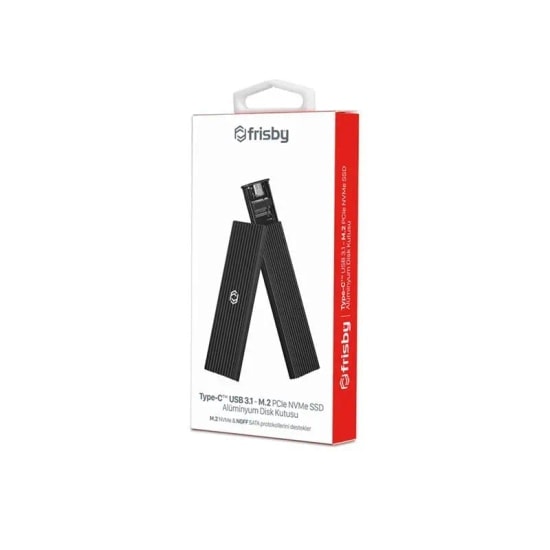 Frisby FHC-M2305 Type-C USB 3.1 M.2 NVMe PCIe SSD Alüminyum Disk Kutusu - 10Gbps, Fansız, LED Göstergeli Tasarım