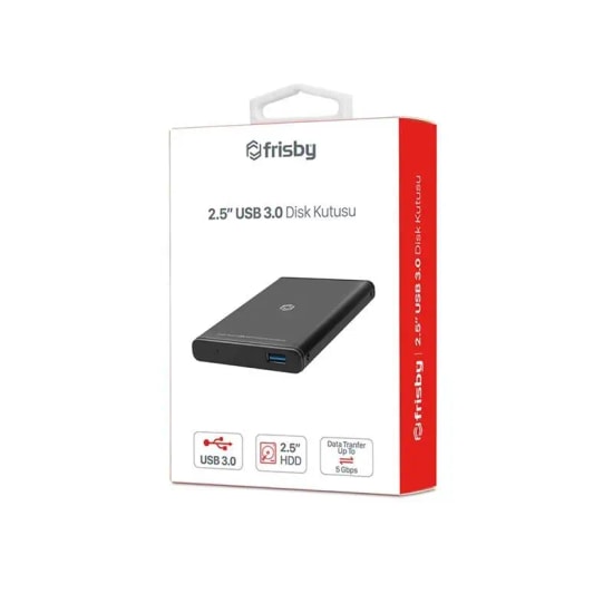 Frisby FHC-2590B 2.5" SATA USB 3.0 Alüminyum Disk Kutusu - 4TB Destekli, 5Gbps Hızlı Veri Aktarımı