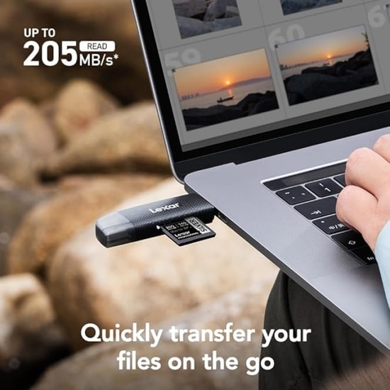 Lexar LRW310X-BNBNG USB 3.1 Kart Okuyucu - Çift Yuvalı, USB-A ve USB-C Bağlantı, SD ve MicroSD Kart Desteği
